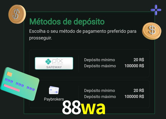 O cassino 88wa oferece uma grande variedade de métodos de pagamento